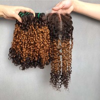 Haute qualité Super Double dessiné vierge cuticule aligné Vietnam cheveux faisceaux Pixie bouclés T4/30/4 couleur