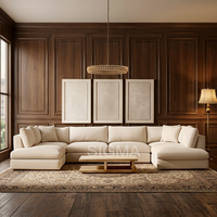 Ensemble de meubles de salon modernes pour l'intérieur, canapé en bois avec coussins moelleux pour chambre d'hôtel