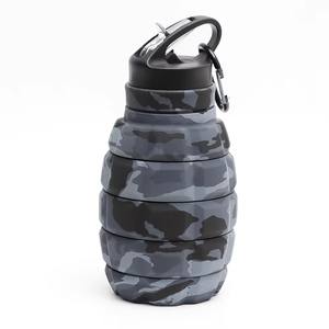 Pochette de bouteille d'eau pliable rétractable en forme de grenade en silicone de qualité alimentaire avec <span class=keywords><strong>mousqueton</strong></span> à crochet G0035 - Product Image 4