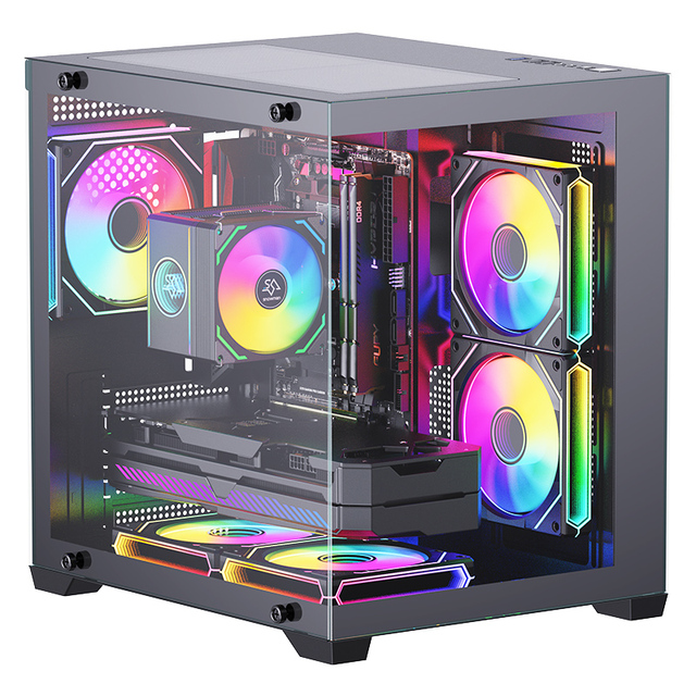 SNOWMAN Micro-ATX Gaming Computer PC Case Chassis with 7X 120mm ARGB Fans Dual-Chamber Design Supports160CPU 330mm GPU Panoramic