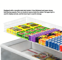 Congélateur coffre commercial pour supermarché, grande capacité, pour la conservation de viande, bœuf, poulet, poisson, fromage, glaçons