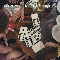 Navoys Classic Double 6 Domino en plastique, coffret cadeau en métal, 28 pièces, jeu éducatif rétro pour enfants et adultes, activités pour la démence, pub