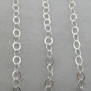 Cadena Redonda Brillante de Plata de Ley 925 <span class=keywords><strong>Giotto</strong></span> al por Mayor con Eslabones Redondos Planos para Accesorios de Collar DIY - Product Image 2