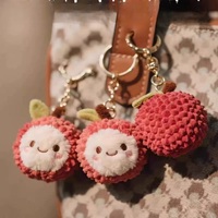 Lychee Plüsch-Anhänger Niedlicher Frucht-Plüsch-Schlüsselanhänger Kawaii Taschenanhänger Stofftier-Schlüsselring Plüschpuppe Party-Geschenk Großhandel