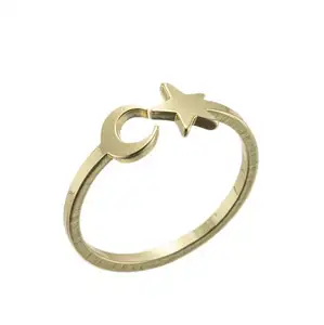 Vrouwen Skyrim Mooie Rvs Crescent Moon Star Band Ring Resizable Casual Goud Zilver Hollow Star Maan Vinger Ringen