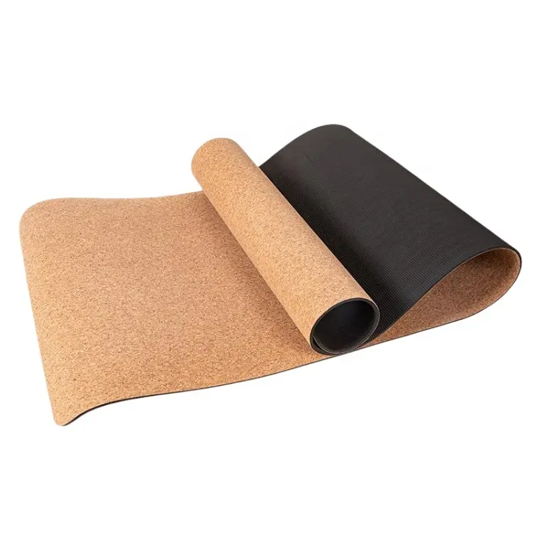 Luxury 8mm Thick Cork Yoga Mat Set Custom Bag PU Rubber UV Laser Engraving Non-Slip Eco-Friendly Sweat-Resistant Yoga Mat