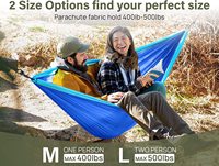 Mingchan léger hamac extérieur robuste portable pour 2 personnes avec sangles incluses pour accrocher facilement aux arbres