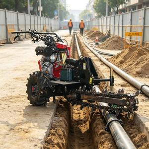 Trancheuse à chaîne diesel multifonctionnelle, petite trancheuse agricole portative pour le drainage des champs, certifiée CE - Product Image 4