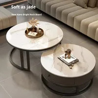 Table basse de salon moderne et simple avec plateau en ardoise, rangement rétractable, pour petit appartement, luxe léger, vente en gros transfrontalière