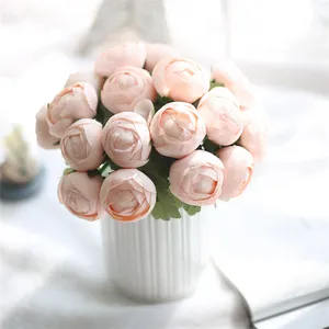 QSLH-D039 7 Head Artificial Ranunculus Flower Flower Bouquet for Home Decor Silk Ranunculus Buds