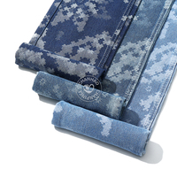 Tissu en denim jacquard bleu flocon de neige mosaïque 80% coton pour jeans 10,5 oz Tissu en denim de haute qualité en gros