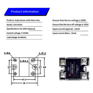 รีเลย์โซลิดสเตตเฟสเดียว ควบคุมกระแสตรง AC 10A 25A 40A 60A 80A 90A 120A 150A 200A ควบคุมกระแสตรง AC 100A SCR 24VDC SSR-100DA - Product Image 5