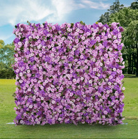 Mur de fleurs en tissu violet 5D, toile de fond pour célébrités d'Internet, pour la mise en scène de mariages et les décorations extérieures