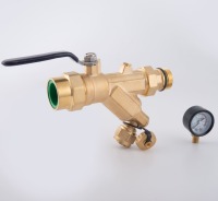 Robinet à bille manuel en laiton DD1009 avec filtre intégré, port pour manomètre, pour chauffage de l'eau, plomberie, service OEM