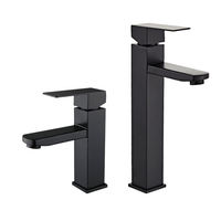 Robinet de lavabo de salle de bain classique carré en acier inoxydable, mitigeur eau chaude et froide pour rénovation de salle de bain