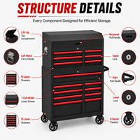 Coffre à outils en acier robuste à grande capacité Guanpin, avec roulettes, armoire à outils mobile portable
