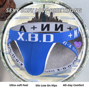 Ropa Interior Masculina, Tanga Elegante y Sexy, Cómoda y Transpirable, de Spandex/Algodón, Talla Grande, Corte Bajo, Suave, Teñida, Color Sólido - Product Image 2