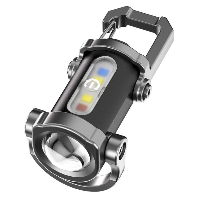Outdoor Camping Waterproof Keyring Torch Small USB Rechargeable Hanging Work Light, Powerful Mini COB LED Keychain Flashlight