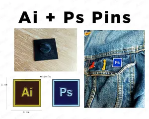 Designer Photoshop Abzeichen Ps Ai Ae Br Au Pr Adobe Illustrator Anstecknadeln Benutzer definierte Legierung Emaille Pins für Rucksäcke