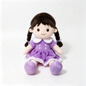 Muñeca de peluche personalizada, juguete de peluche para niña, linda muñeca de peluche, muñeca de trapo suave, muñeca de peluche con vestido morado - Product Image 2