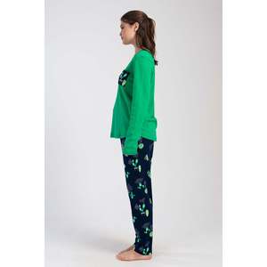 KADIN INTERLOK XXL O YAKA UZUN KOL ETEGI OVAL PIJAMA TAKIM - เยซิล - เยซิล - Product Image 3