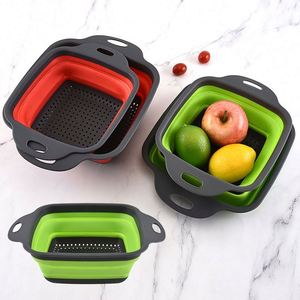 Meilleures ventes : Passoire pliable en plastique pour fruits et légumes, panier de drainage carré en silicone pour cuisine, matériau PP - Product Image 3