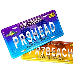 Placa de <span class=keywords><strong>Matrícula</strong></span> de Aluminio 3D Personalizada con Relieve, Playa de Florida, Paraíso Tropical, Palmera, Atardecer sobre el Océano, Recuerdo Impermeable, Decoración - Product Image 1