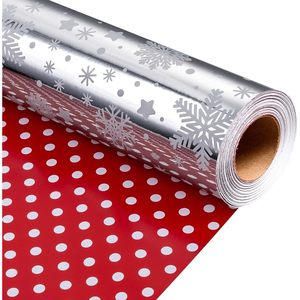 MAYPLUSS Christmas <b>Wrapping</b> <b>Paper</b> Roll 17in X 33ft Snowflake Silver Design Gift Craft Packaging - Product Image 1