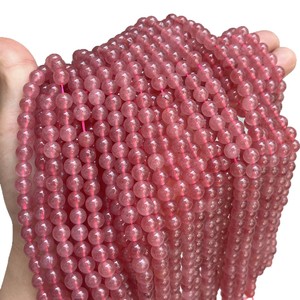 Perles de quartz fraise 7A en vrac pour la fabrication de bijoux faits main, accessoires en pierre naturelle de qualité supérieure, vente directe usine Yiwu - Product Image 5