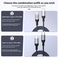 Kabel Audio OTG untuk iPhone, kartu suara siaran langsung adaptor 8pin Tipe C ke kabel pencahayaan untuk iPhone 8 hingga 14