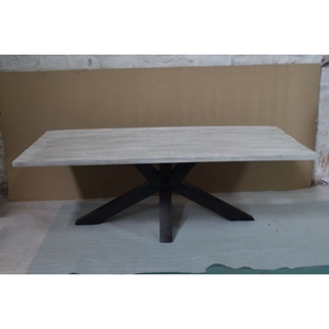 โต๊ะรับประทานอาหารขาแมงมุมแบบอุตสาหกรรมทำจากไม้สีเทาปรับเปลี่ยนได้ทำจากไม้มะม่วงบ้านในโรงแรมบ้านบาร์เฟอร์นิเจอร์โลหะ - Product Image 4