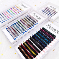 Vente en Gros de Ventilateurs de Cils Pré-faits Couleur 3D 25mm de Haute Qualité, Mélange d'Extensions de Cils Colorés en Faux Vison