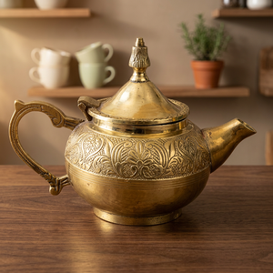Oriental Style Brass Tea Pot With Lid And Handle Metal <b>Kettle</b> Water Pots Decorative Design - Product Image 5