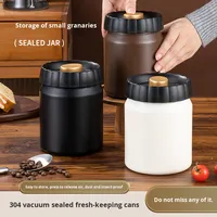 Boîte à café sous vide en acier inoxydable 304, récipient de stockage alimentaire hermétique, couvercle à bouton poussoir, garde les grains frais pour le thé