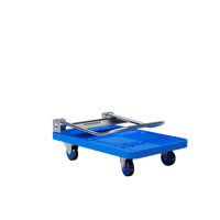Carro de Plataforma Plegable de Cuatro Ruedas para Almacén con Construcción de Plástico y Metal, OEM Disponible