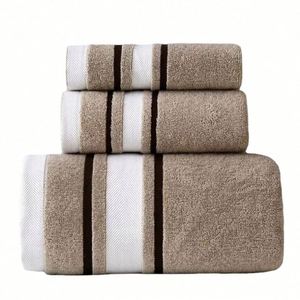 Ensemble de serviettes de bain de luxe de haute qualité avec logo personnalisé, séchage rapide, rayures larges, pour la maison, l'hôtel, cadeau - Product Image 1