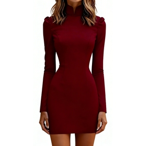 Vestidos Elegantes de Cuello Alto y Color Sólido para Mujer, Nueva Colección Otoño/Invierno, Ropa de Moda Femenina - Product Image 6