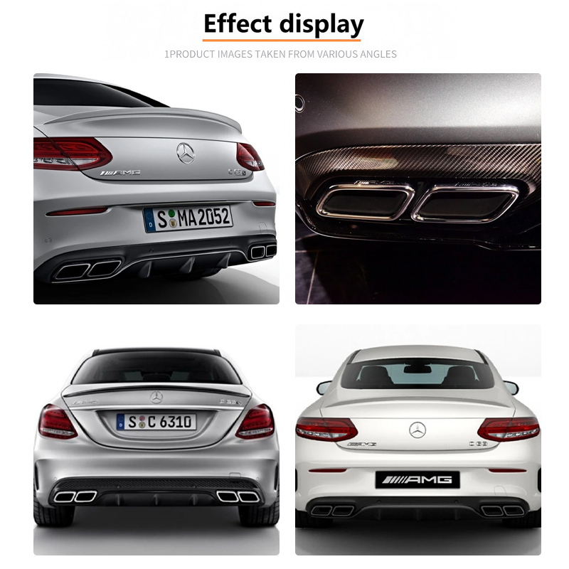 Gloss Black Exhaust Tip Outlet Trim Cover For 2022-2025 W206 C300 – Stick-On Overlay