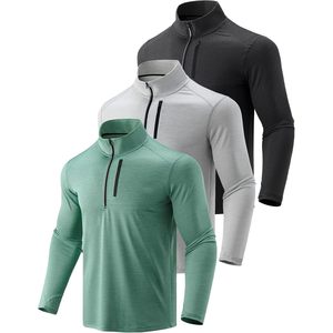 FOXA – Pull à col zippé pour homme, manches longues, veste athlétique ajustée, performance, entraînement, course à pied, léger, en polyester - Product Image 1