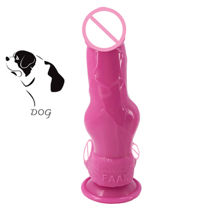 8.19 Inch Silicone <strong>Animal</strong> Dildo Dog Penis with Suction Cup Elastic Tapered Head Knot Canine Dog Dildos for Men - Product Image 2