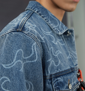 Accept Low MOQ <strong>Customised</strong> 100% Cotton Laser Engrave Print Casual <strong>Denim</strong> Jumpsuit Blue Jeans and <strong>Jacket</strong> for Men - Product Image 3