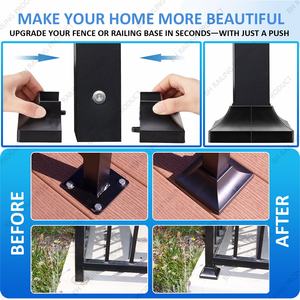 Cubierta de Base para Poste de Valla Exterior de Plástico Dividido BH-Railing 2''x2'' Ecológica, Opciones de Color Negro/Blanco, Fácil de Montar, Valla 3D - Product Image 4