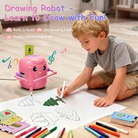 Robot de dessin interactif éducatif pour enfants, 150 cartes, apprentissage Montessori, jouet en plastique, âges 3-8, garçons et filles (rose)