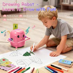 子供向け音声インタラクティブ教育用描画ロボットマシン 150枚カード モンテッソーリ学習 プラスチック玩具 3～8歳 男の子 女の子向け (ピンク) - Product Image 3