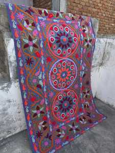 Couvre-lit en coton brodé Suzani, couverture décorative, tapis mural Ouzbek Suzani, décoration bohème pour la maison, assortiment en gros B2B - Product Image 6