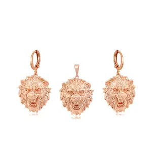 Xuping-Conjunto de dos joyas de oro rosa y León, joyería personalizada, 65195