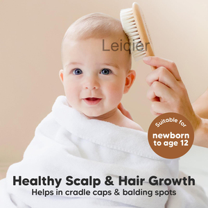 Brosse à cheveux pour bébé en bois avec logo personnalisé, brosse pour bébé avec poils <span class=keywords><strong>de</strong></span> chèvre naturels, <span class=keywords><strong>peigne</strong></span> pour bébé qui aide à prévenir la crèche <span class=keywords><strong>de</strong></span> l'emmaillotage - Product Image 5