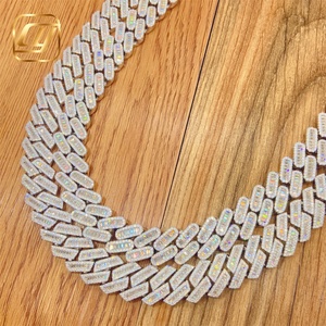 Cadena de eslabones cubanos Miami de 18 mm, joyería hip hop, plata de ley 925, diamantes de moissanita VVS, cadena cubana con incrustaciones de diamantes, collar Buss Down - Product Image 1