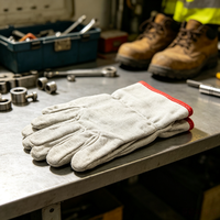 Vente directe d'usine, gants de travail en toile antidérapants à double couche de calibre 24, résistants à la chaleur, avec poignets renforcés, épaisseur 12 oz, sans latex