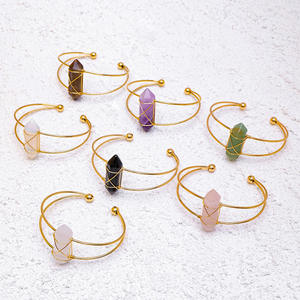 Pulsera hexagonal de cristal natural de doble punta para comercio transfronterizo, pulsera ajustable de amatista y ojo de tigre al por mayor - Product Image 1